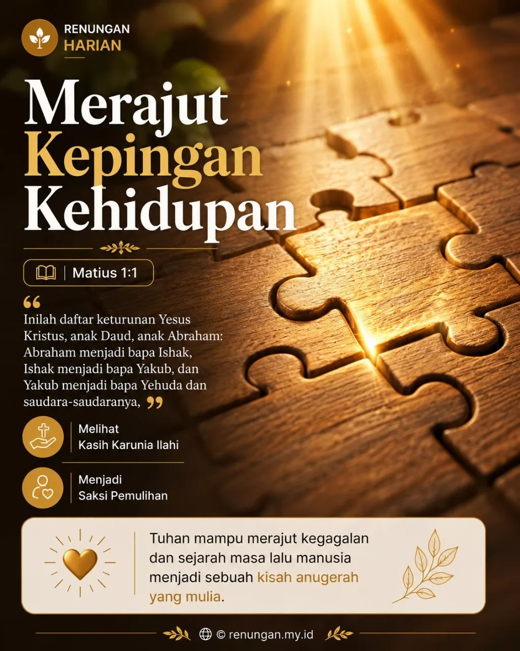 MERAJUT KEPINGAN KEHIDUPAN